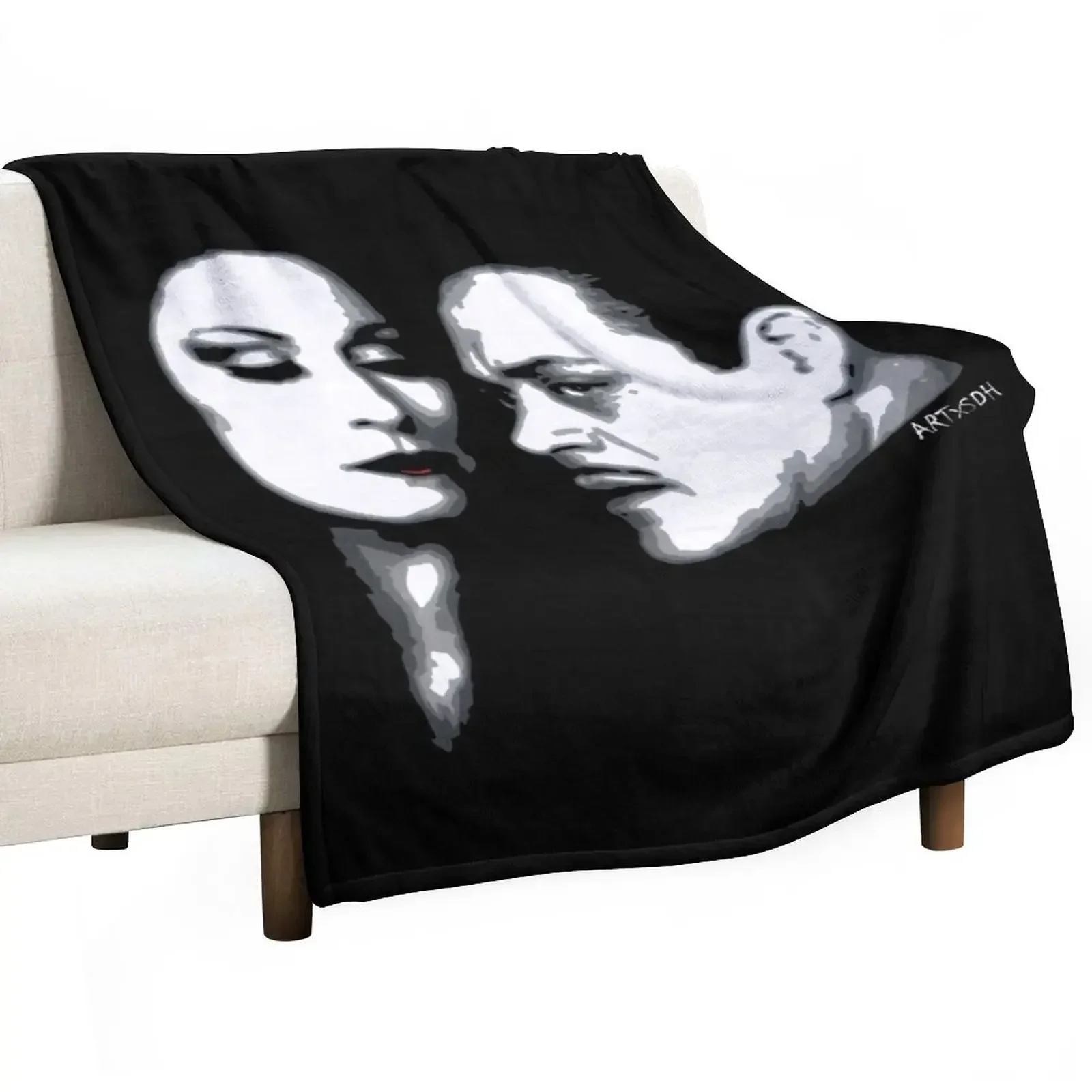 

Gomez and Morticia Throw Blanket Bed linens Giant Sofa Fluffy Shaggy Blankets