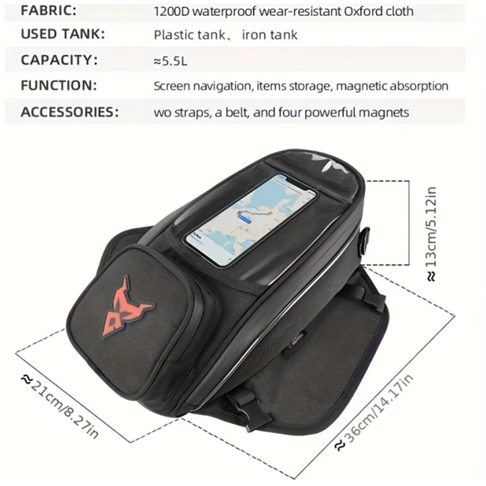 Waterproof Magnetic Motorcycle oil Fuel Tank Bag Navigation Universal Motorbike Riding Cycling Tool Backpack Portable image 6
