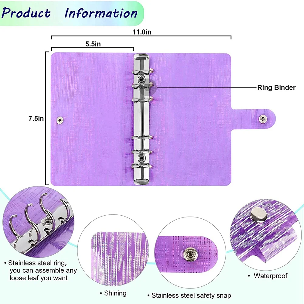 38ชิ้นอุปกรณ์จัดระเบียบงบประมาณระบบซองจดหมายเงินสดสติกเกอร์ตัวอักษรแผ่นงบประมาณกระเป๋าพีวีซี A6สำหรับนักวางแผนเงินสีม่วง