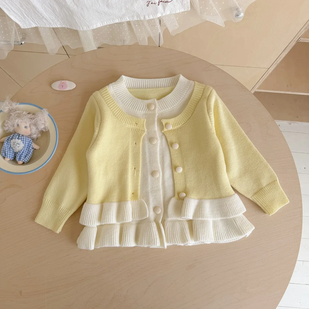 Girls Suit 2026 Spring And Autumn New Childrens Clothing Girl Baby Fashion Temperament Knitted Cardigan Pleated Skirt Two Sets