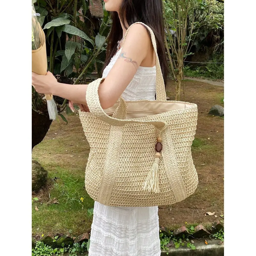 

Fashionable Tote Bag Solid Color Fringed Large Capacity Womens Bag,Beach Essentials,Summer Essentials Women Bags For Vacation H