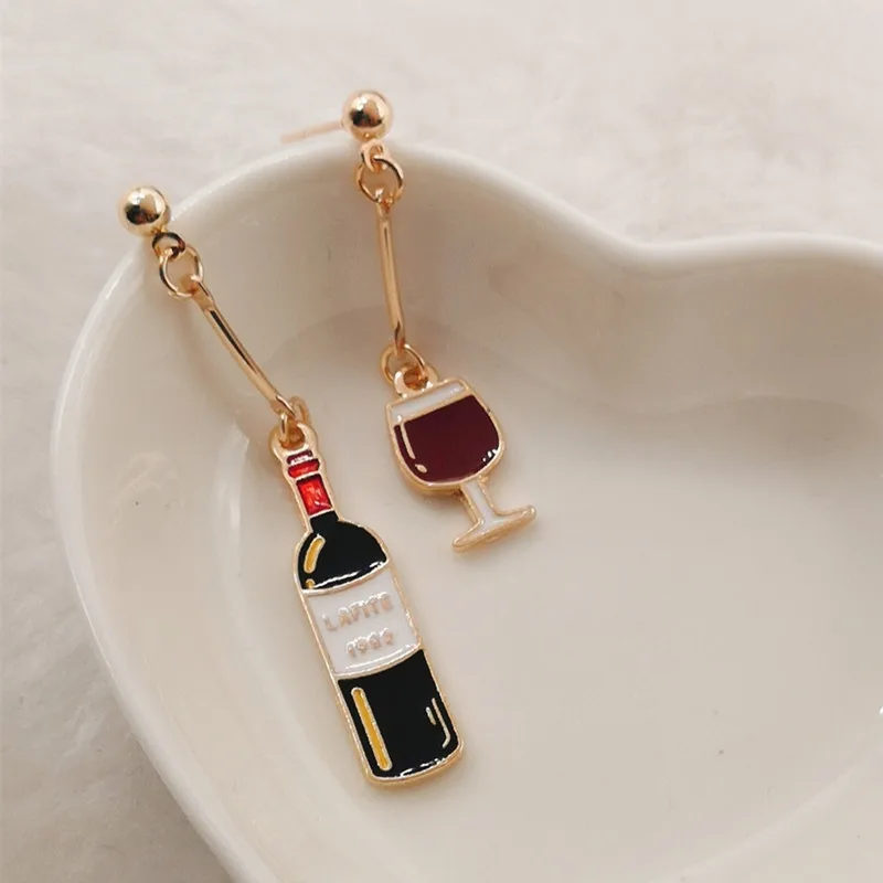 Wine Beer Earrings, Mini Food Earrings, Mini Food Jewelry Handmade Jewelry, Mini Food Jewelry Gifts for Wine Lovers