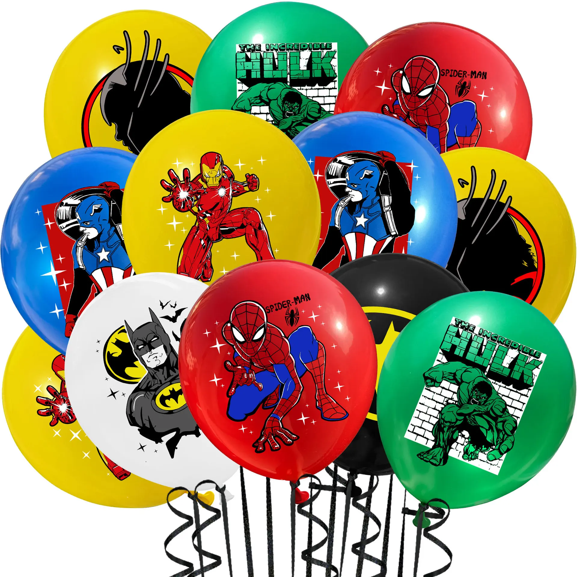 10/30pcs Super Hero Balloons The Avengers Spiderman Iron Man Hulk Superman Theme Latex Ballons Kids Boy Birthday Party Decoratio