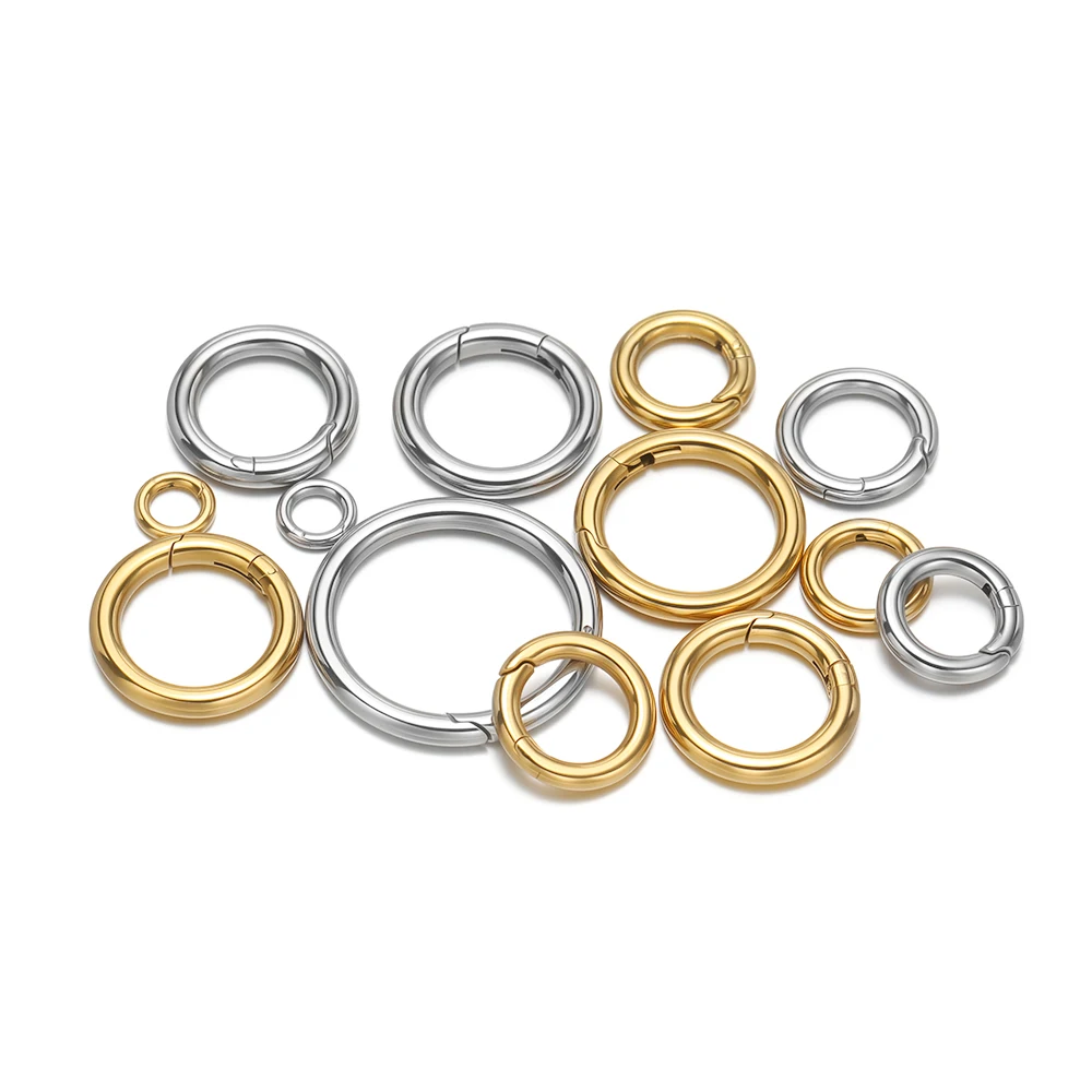 2pcs Stainless Steel Spring Ring Clasps Round Key Rings Bag Snap Hooks Key Chains Open Buckles DIY Jewelry Making Findings image 5