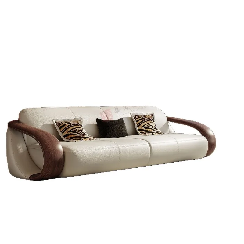 Solid wood sofa combination simple modern size apartment family living room straight row