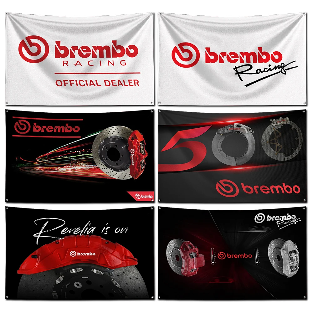 3x5 Ft Motorcycles Racing Bremboes Flag Polyester Digital Printing Banner for Garage Art Out Door Decoration With Brass Grommets