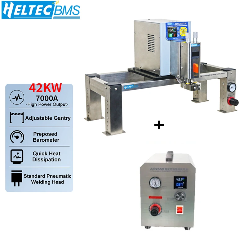 

42KW 7000A Lithium Battery Spot Welding Machine with Air Compressor Penematic press down High Power Spot Welder