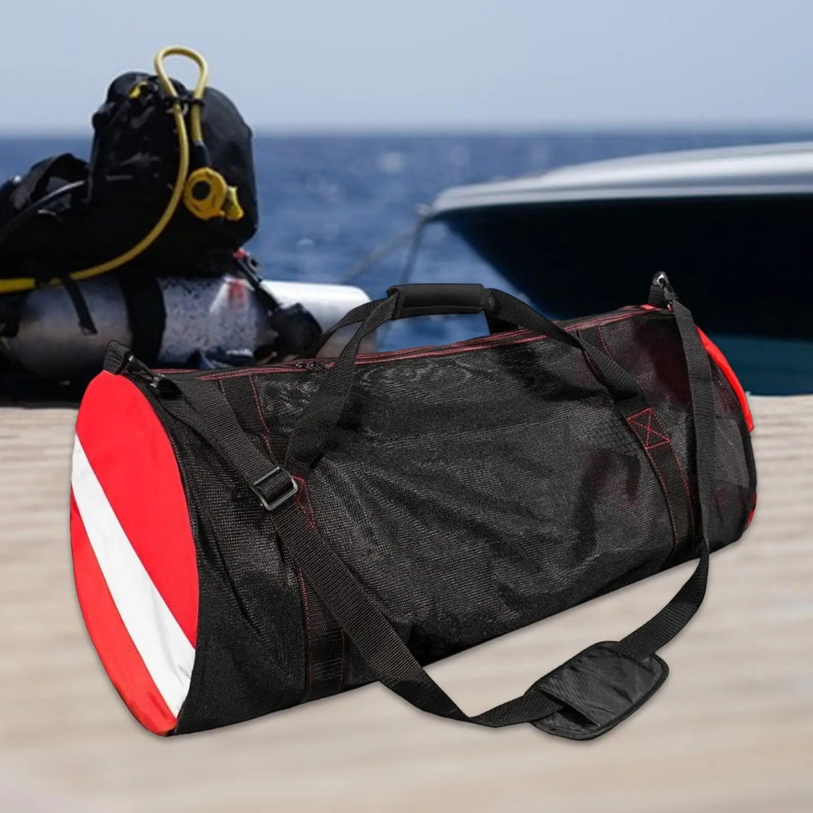

Mesh Scuba Diving Bag Large Storage Organizer Handle Strap Equipment Container for Outdoor Water Sports and Beach Trips