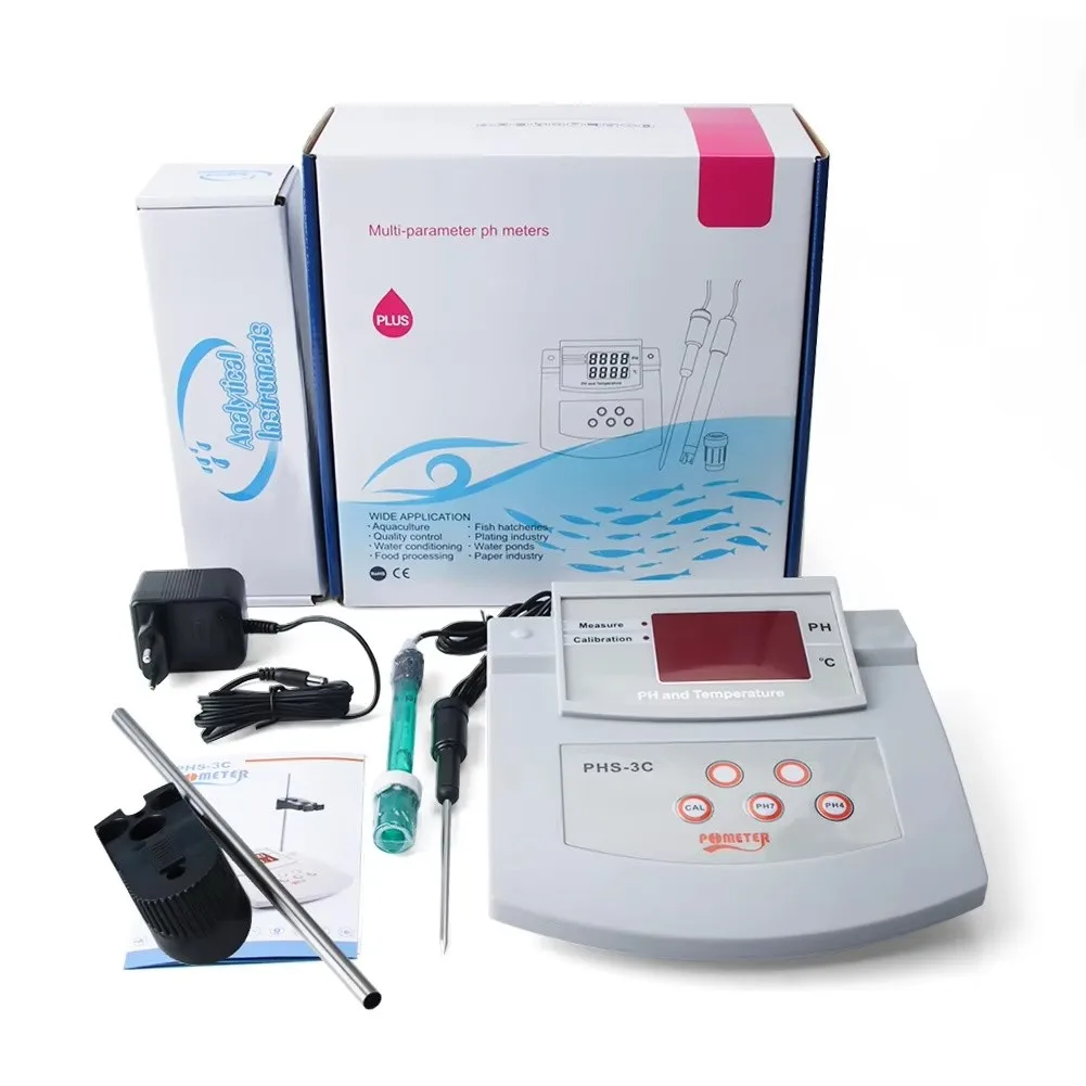 PHS-3C Benchtop Water Analyzer with 0.01 pH Resolution 0.1 C Temperature Resolution and Automatic Temperature Compensation