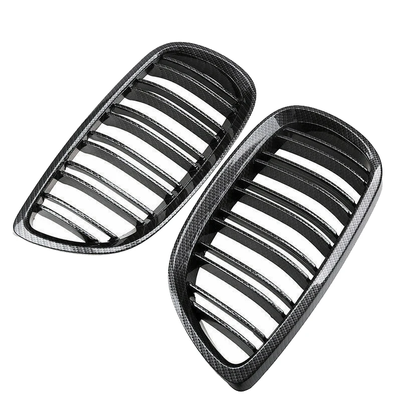 Car Carbon Fiber Double Slat Front Kidney Grille Grill For-BMW 3-Series E92 E93 M3 328I 335I 2007-2011