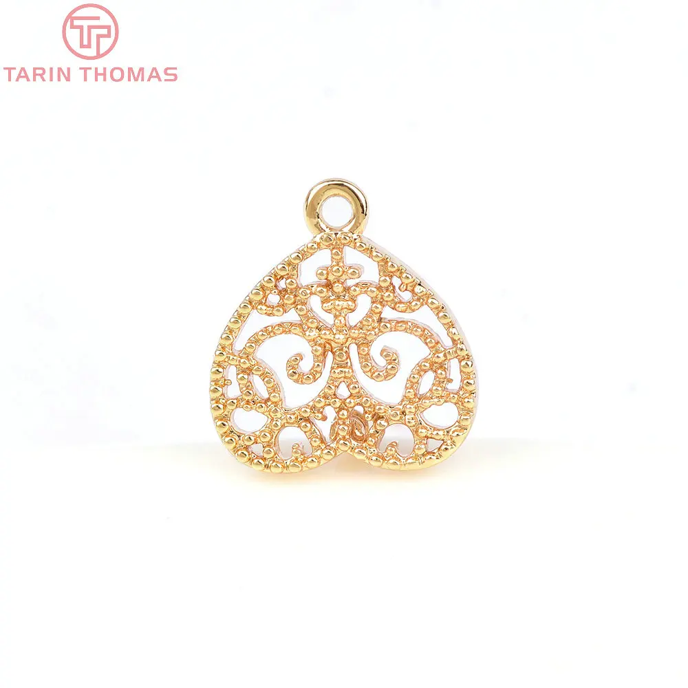 (6369) 10PCS 10.5x11.5MM 24K Gold Color Brass Heart Stud Earring Diy Jewelry Making Findings Jewelry Accessories Wholesale