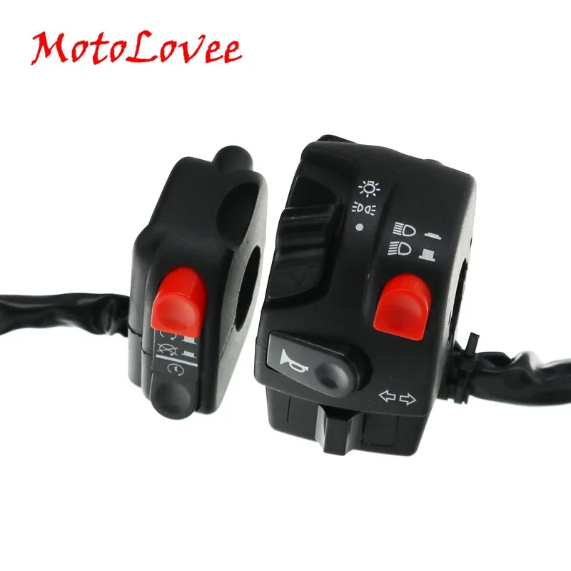 MotoLovee 22mm Motorcycle Switches Motorbike Horn Button Turn Signal Electric Fog Lamp Light Start Handlebar Controller Switch