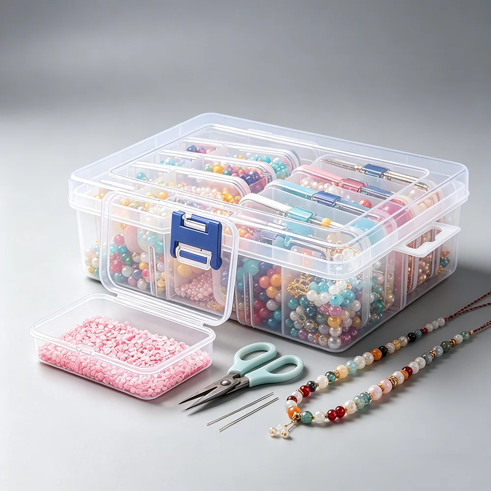 10/19/24/30 Grids 1 Set DIY Beading Diamond Paint Crafts Transparent Plastic Storage Box, Art Embroidery Rectangular Describe view 3