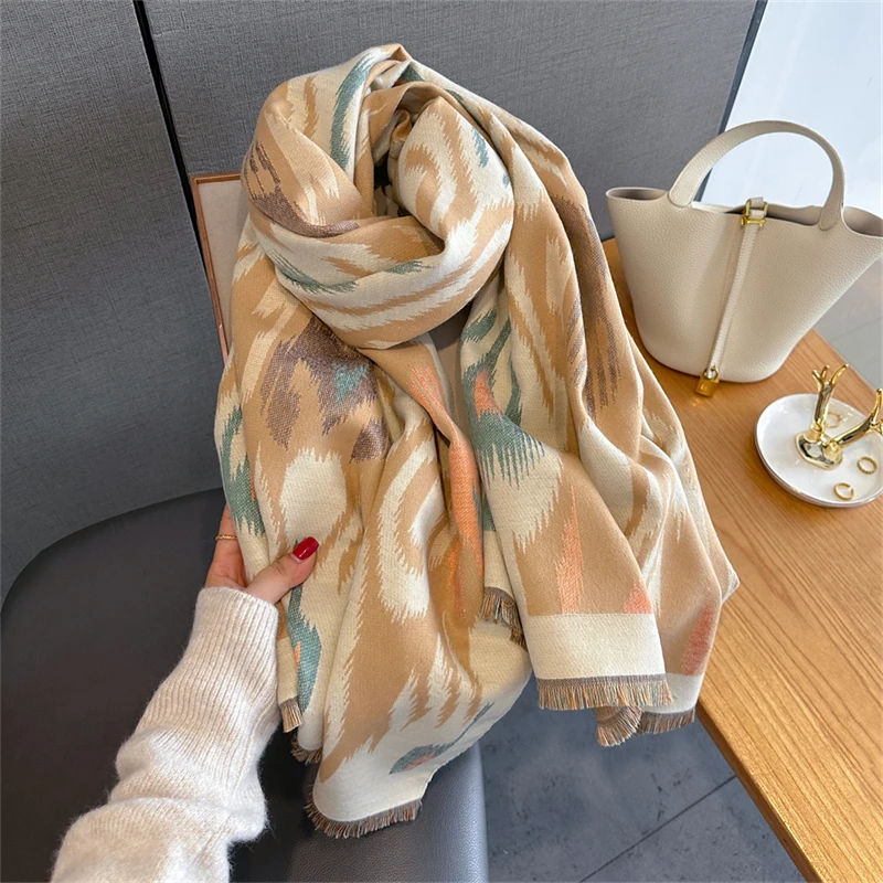 2025 Marca Cálido Poncho de Cachemira Chal Bufanda Estampado de Lujo Pashmina Gruesa Manta de Invierno Envolturas Bufanda Casual Hijab Estolas Echarpe