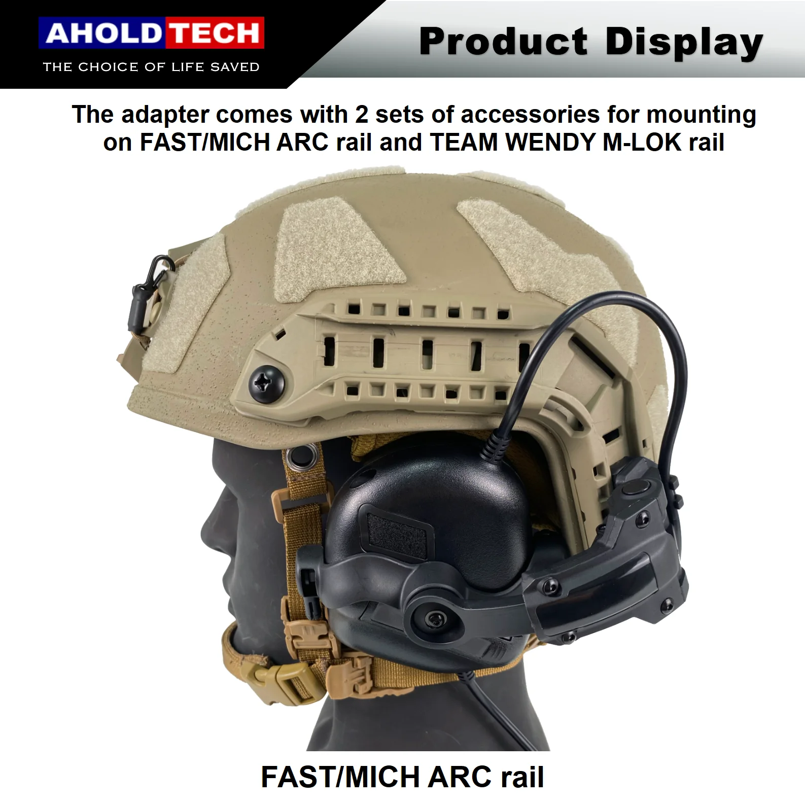 Imagem -05 - Holdtech-tactical Headconjunto Suporte Suporte de Fone de Ouvido Rápido Mich Arc Wendy M-lok Capacete Rail Mount Adapter Earmor Headphone