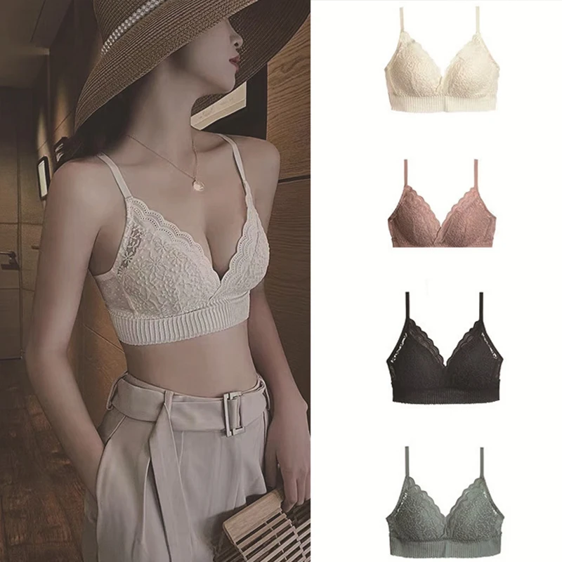 

Lace Bras for Women Sexy Female Lingerie Backless Brassiere Breathable Bralette Underwear Push Up Wireless Solid Color Lingerie