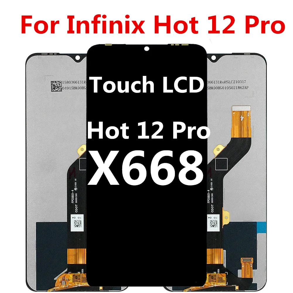 100% Test For Infinix Hot 12 Pro X668 X668C LCD Display Touch Screen Digitizer Assembly For Hot12Pro Repair Parts Replace