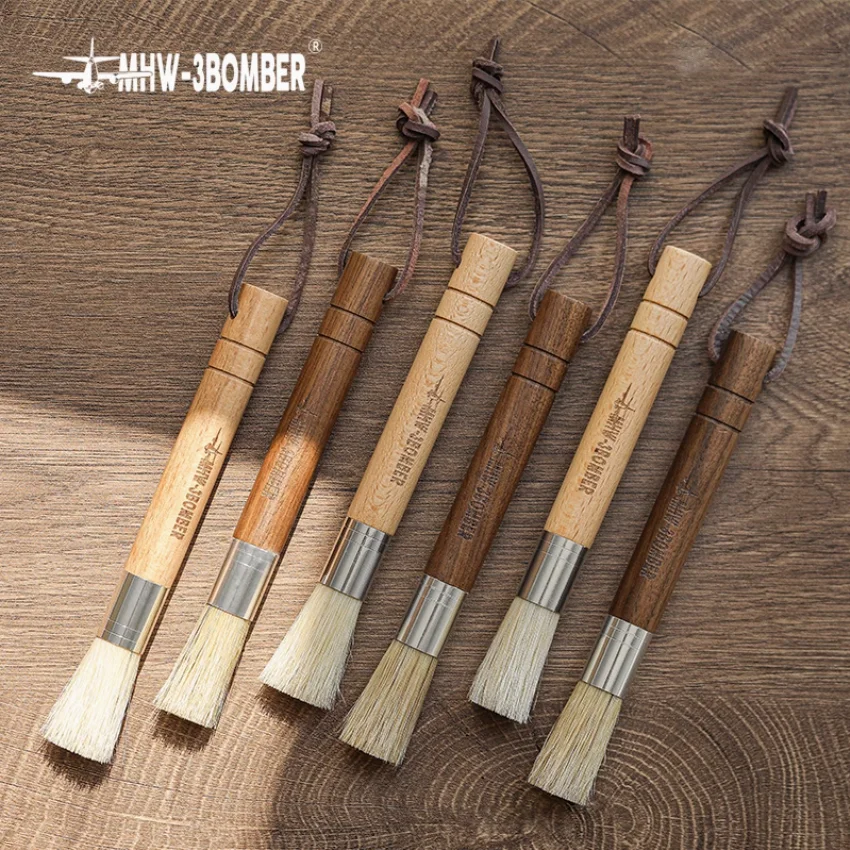 MHW-3BOMBER Solid wood brush for coffee bar, bristle brush, grinder residue cleaning brush