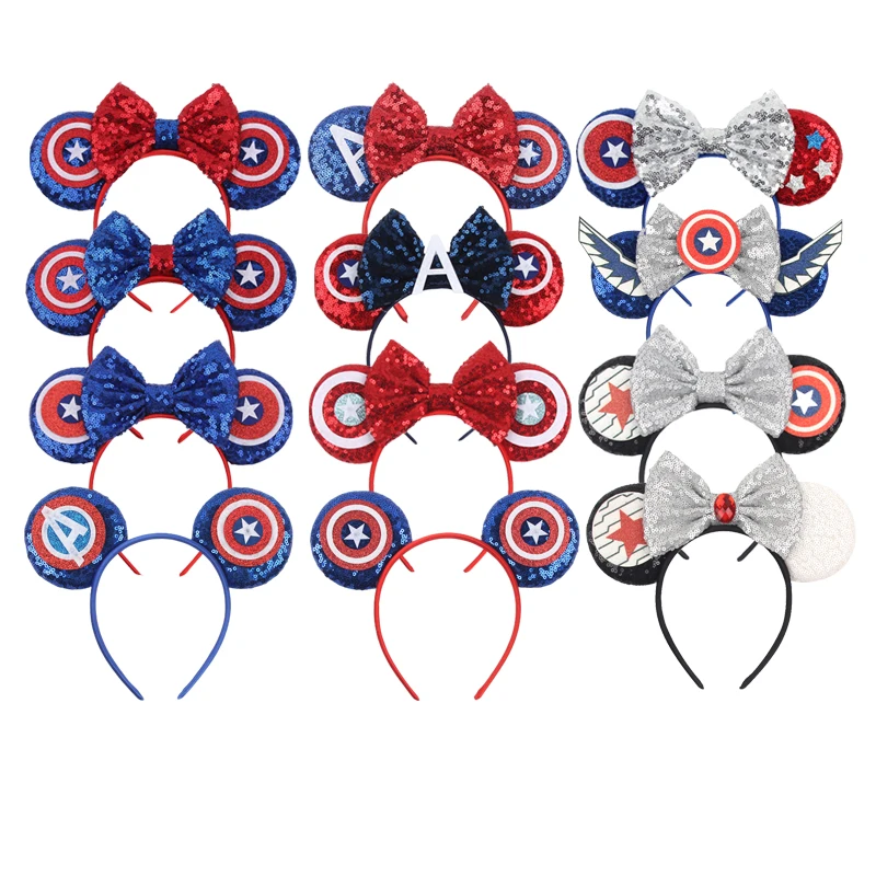 1 Stück Mickey und Minnie Glitzer-Maus-Ohr-Stirnband mit glänzenden Schleifen, Buchstaben, Cartoon-Thema, Party, Leistung, Cartoon-Haar-Accessoire