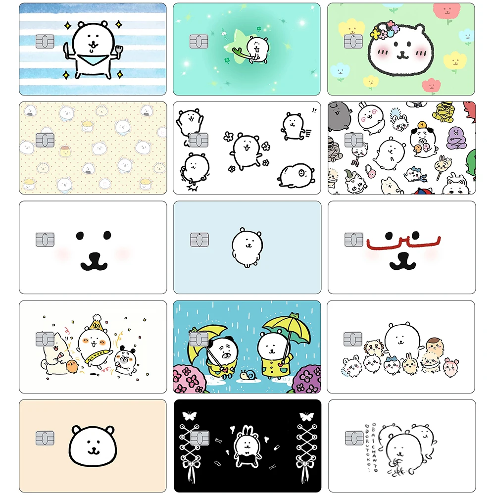 Autocollants mats en peau de carte de crédit de dessin animé MOGUMOGU blague ours pour carte bancaire VISA cartes principales JCB et autres cartes magnétiques IC