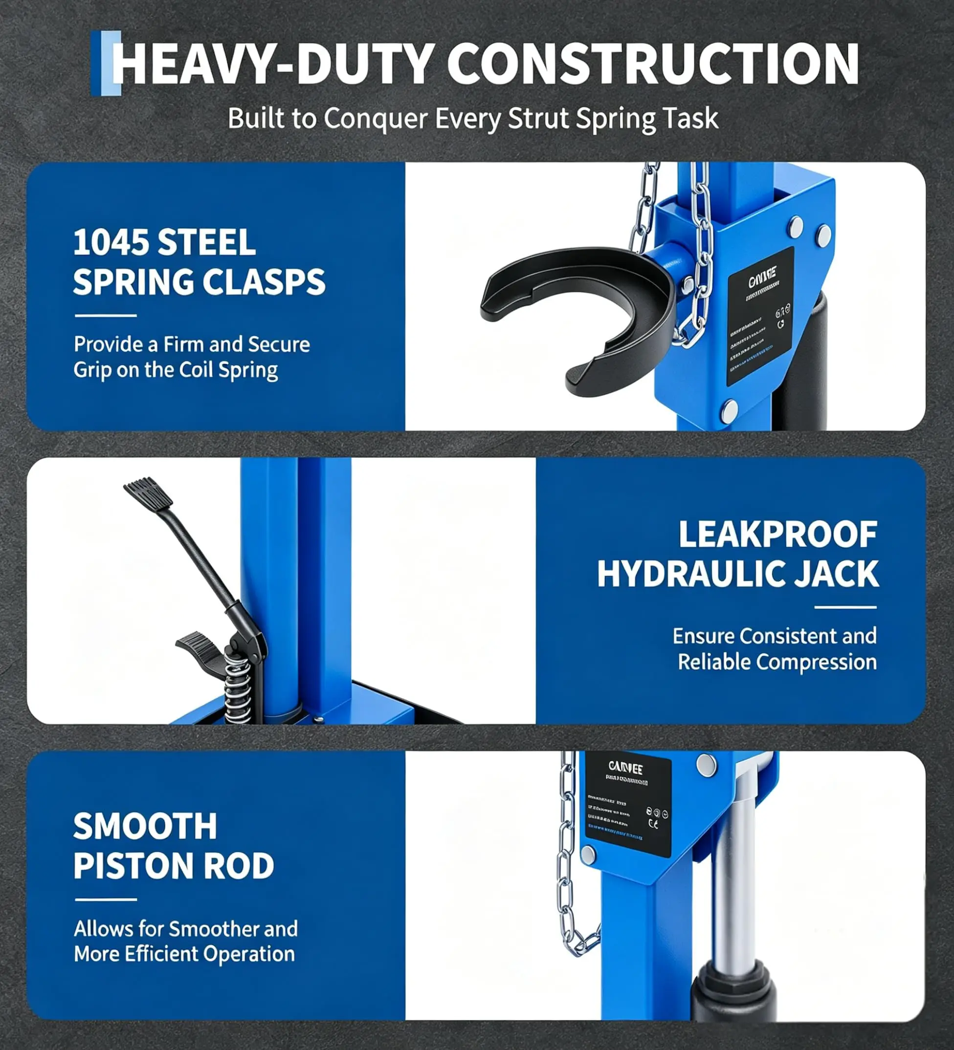 Heavy Duty Hydraulic Coil Spring Compressor for Car, SUV, Truck Suspension - Foot Operated Strut & Shock Tool - Global Fit - Industrial Grade Auto Repair Equipment, Durable Build