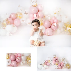 Gold Rose And Butterfly Backdrops Baby Girl Photography Props Child Adult Photocall Decors Pink Balloons Backgrounds