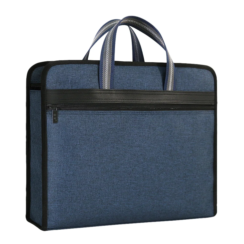 내구성 있는 캔버스 서류 파우치 지퍼 파일 정리 가방 전문 비즈니스 토트백 여행 및 회의용 블랙 지갑