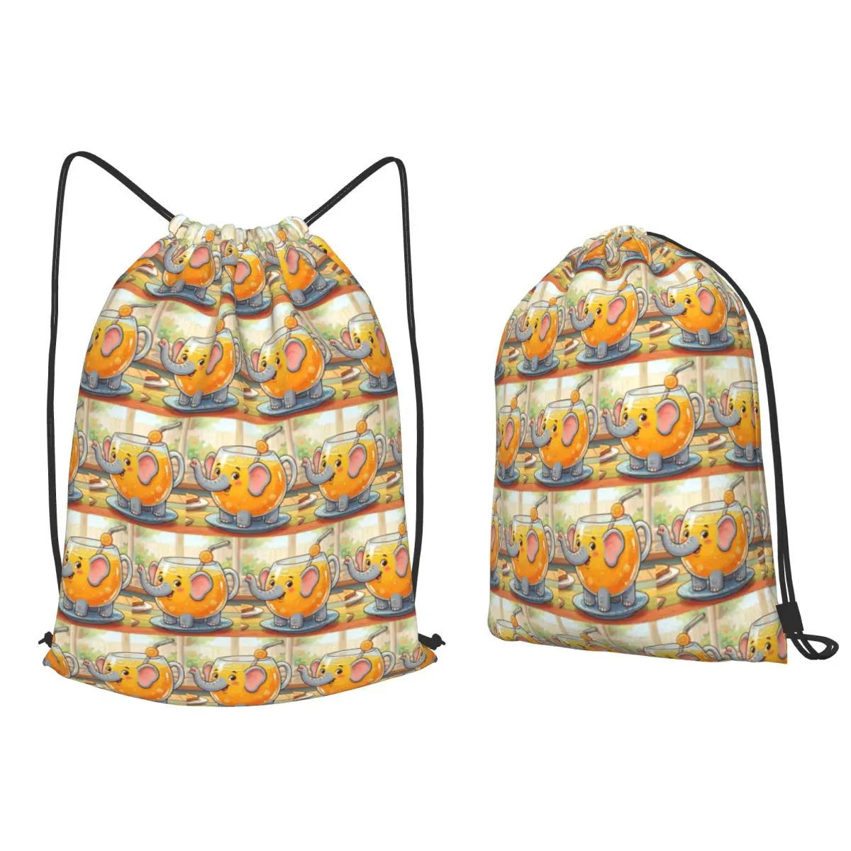 Orange Juice Glass Backpacks Multi-function Drawstring Bags Sports Bag Book Bags for Travel Students