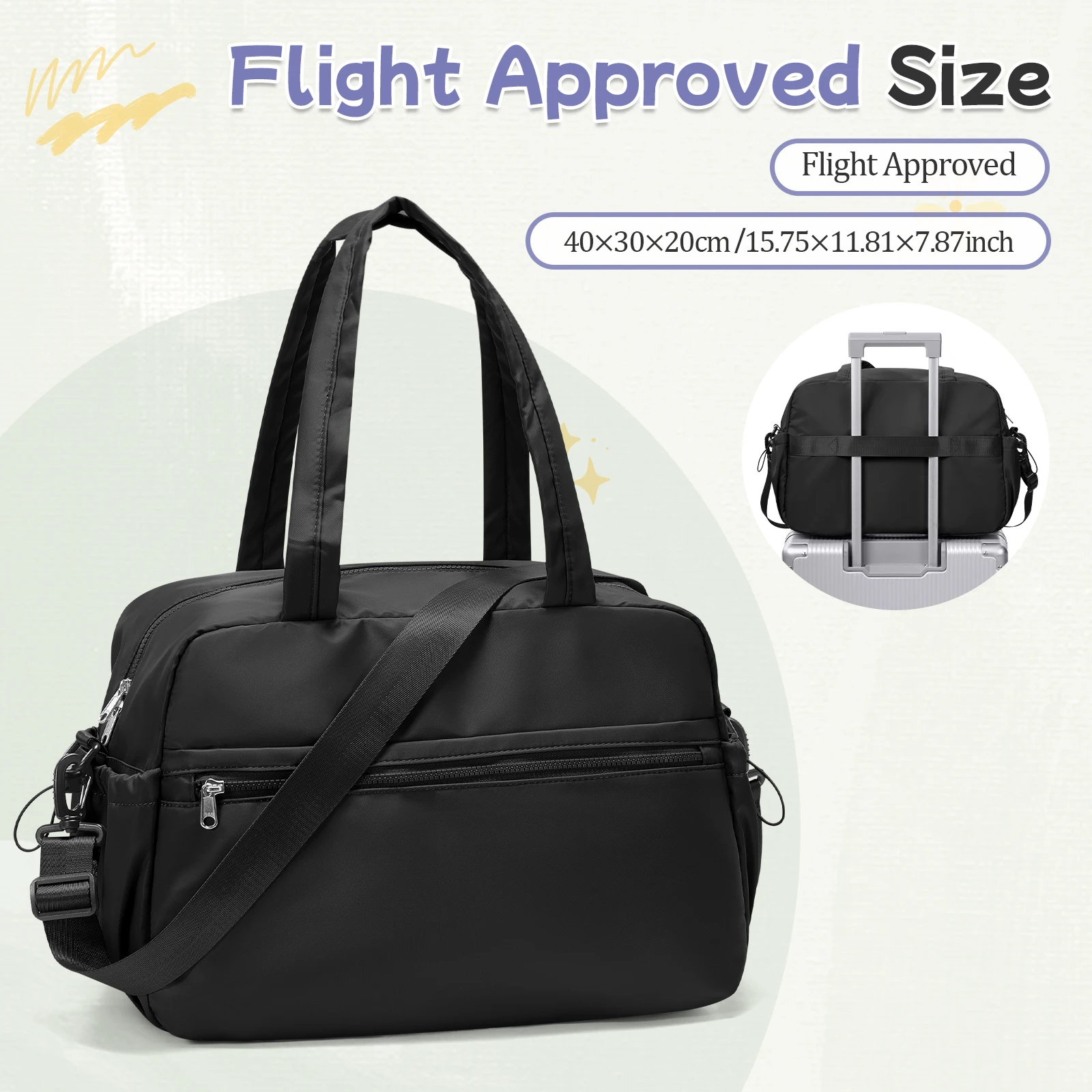 

Wizzair 40x30x20cm Carry On Hand luggage Travel Bag Large Capacity Weekender Overnight Duffle Bags Sports Fitness Bags for Women