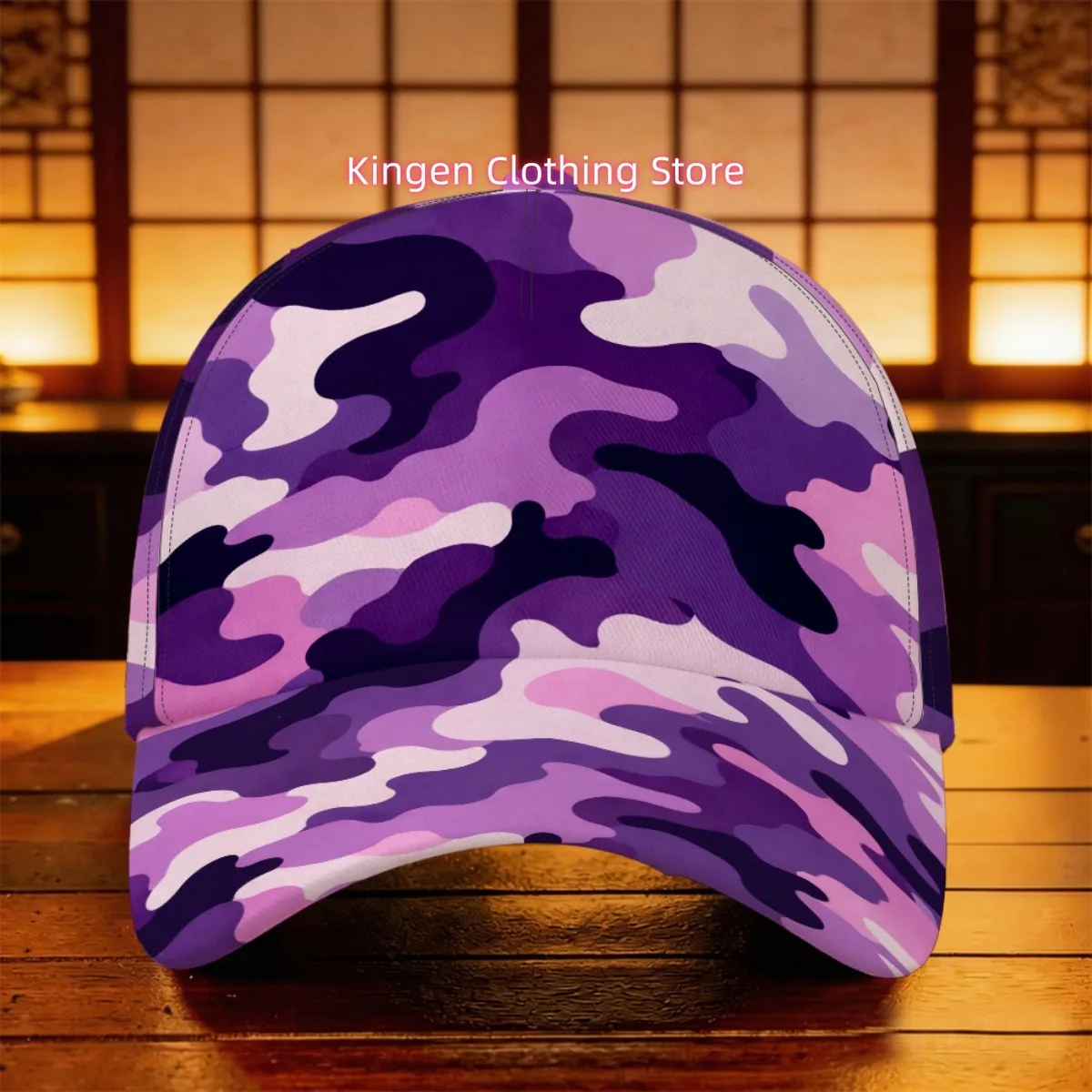 1pc Purple Camo Pattern Baseball Cap Camping Quick Dry Trucker Cap Cab Driver Cap Father's Day Gift Outdoor Sports 2D Full Print