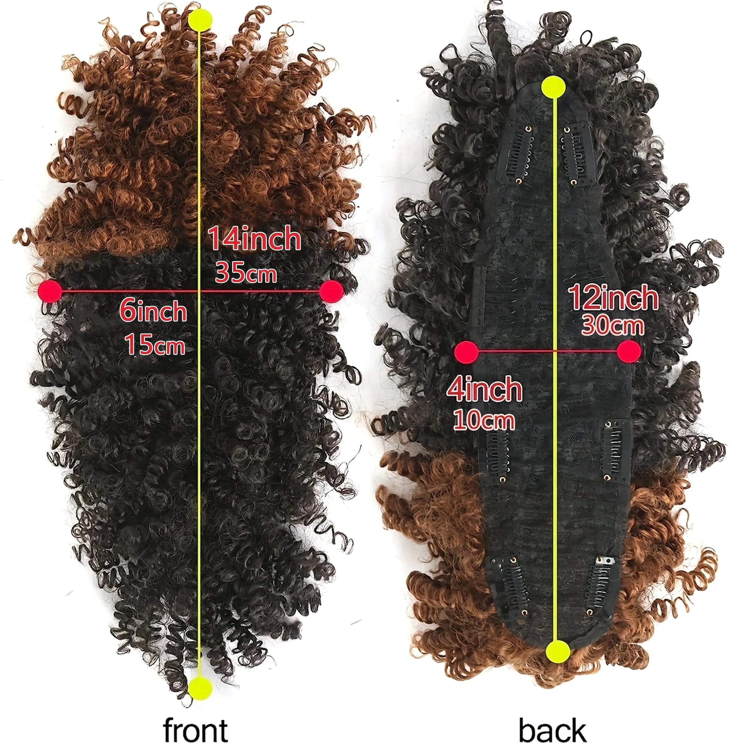 Chic Afro Curly Mohawk Wig with Brown Bangs - Transformative Clip-In Ponytails for Women - High Puff Afro Bun Style - Lustrous S