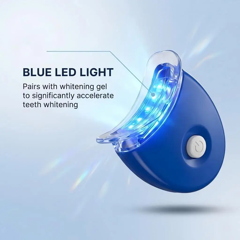 Wireless Cold LED Blue Light Teeth Whitening Kit Portable Home Professional Dental Bleaching System