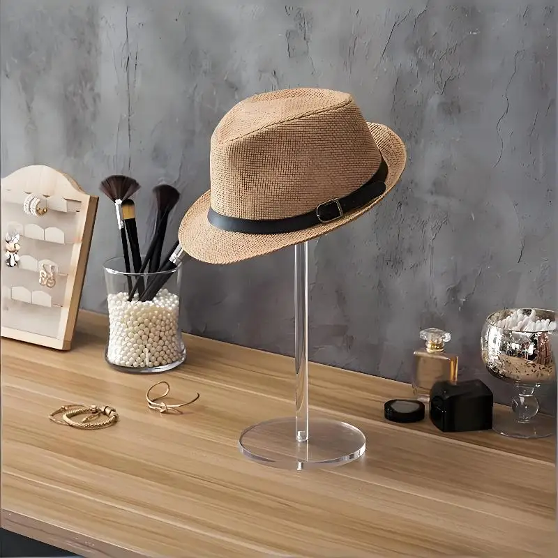 Cap Display Stand Acrylic Transparent Wig Display Rack Hat Riser Bracket For Watch Display Hat Jewelry Shop