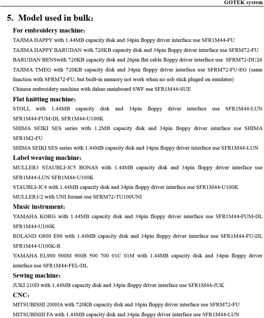 SFR1M44-DU26 GOTEK USB/FLOPPY TRANSDUCER  FLOPPY EMULATOR 12.9MM Thickness BARUDAN Embroidery Machine Parts view 4