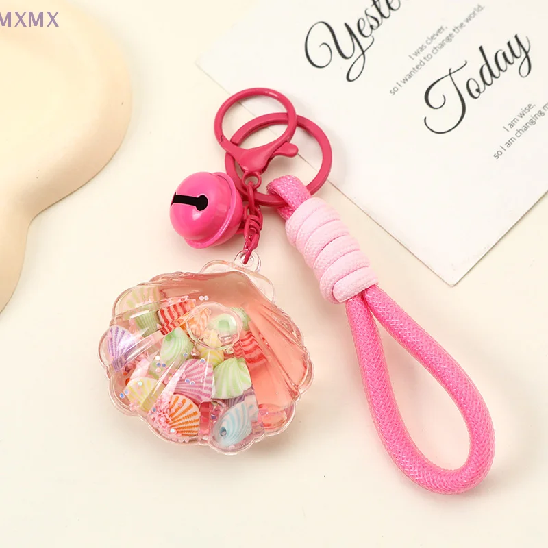 Personalized Cartoon Shell Drift Bottle Keychain Car Key Ring Creative Schoolbag Pendant Exquisite Backpack Decoration Gifts