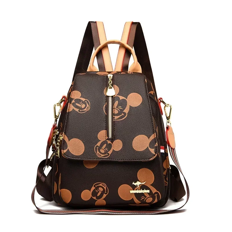 

Disney Mickey Mouse Backpack Women's New Soft Leather Schoolbag Fashion Travel Cross-body Shoulder Bag men's Handbag