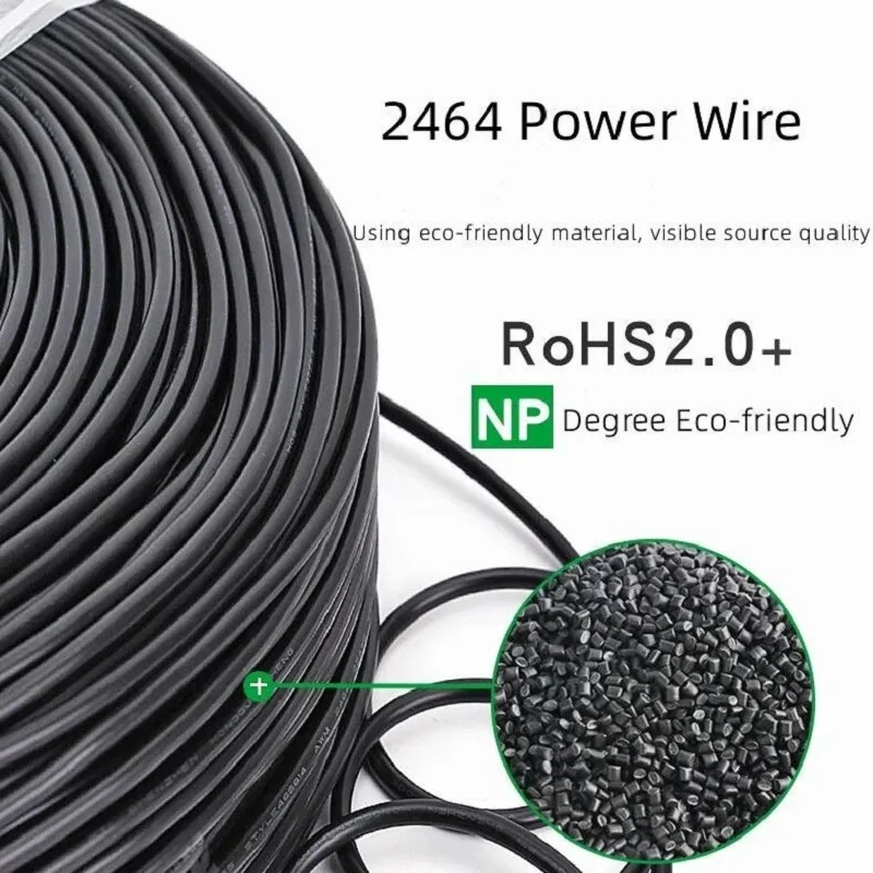 A+ 200M / Roll Spot Wholesale American Standard 10-core Power Cord 2464 24AWG 10C Black Sheathed Motor Car Cable 200 Meters Wire