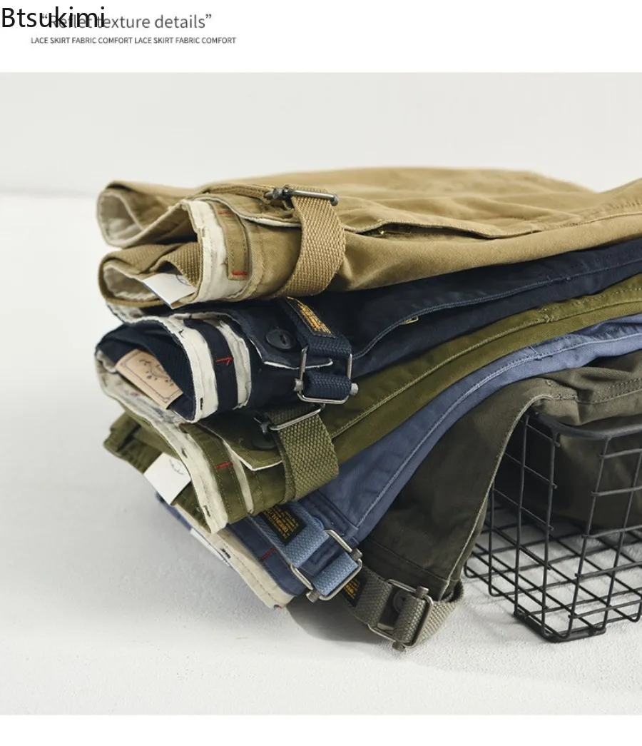 Fashion Men's Clothing Summer New Cotton Cargo Shorts Man Casual Loose Wide Leg Shorts Harajuku Streetwear Men Jogger Sweatpants