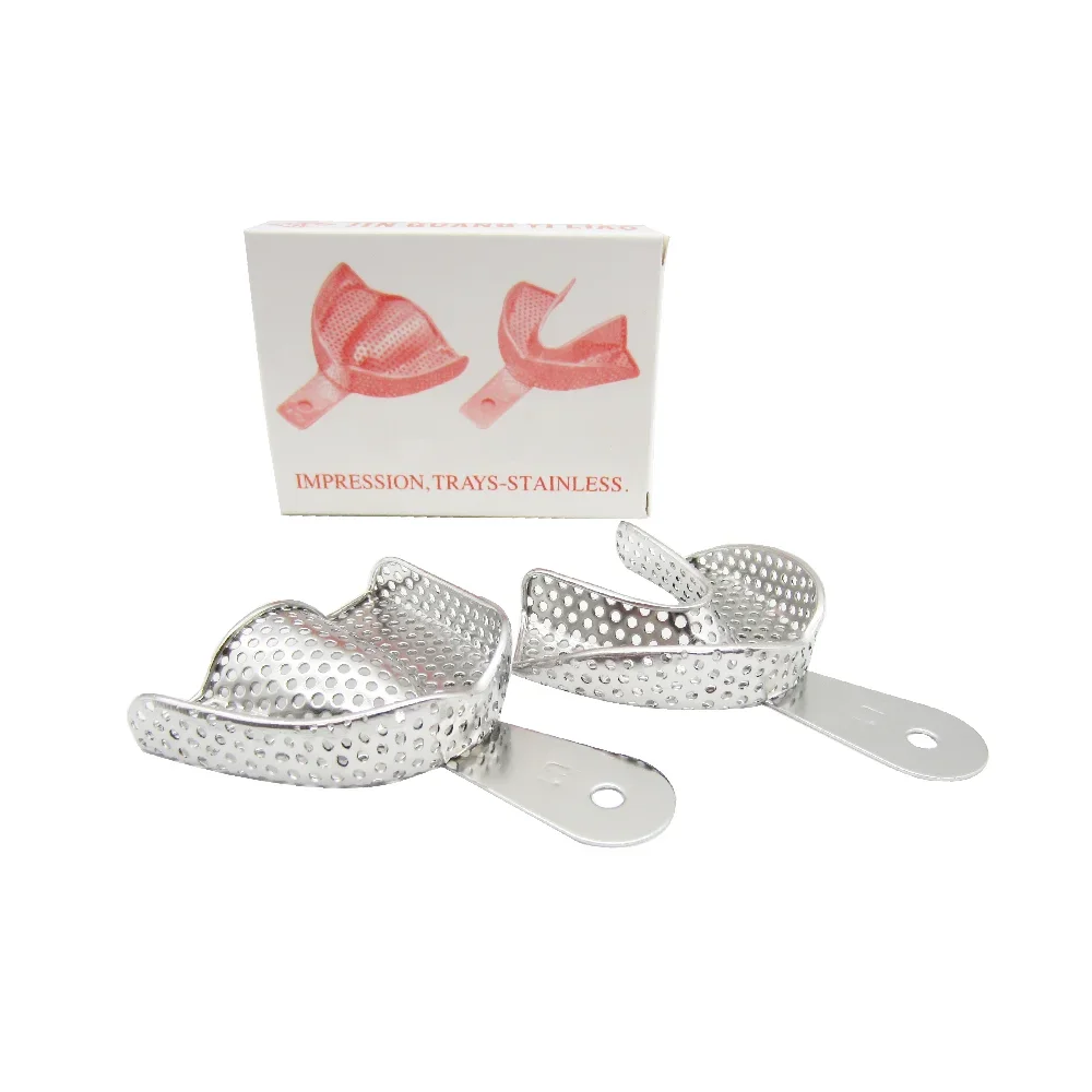 2Pcs/Box Dental Stainless Steel Impression Tray Upper And Lower Autoclavable Teeth Tray Teeth Holder Dentist With 3 Sizes Option