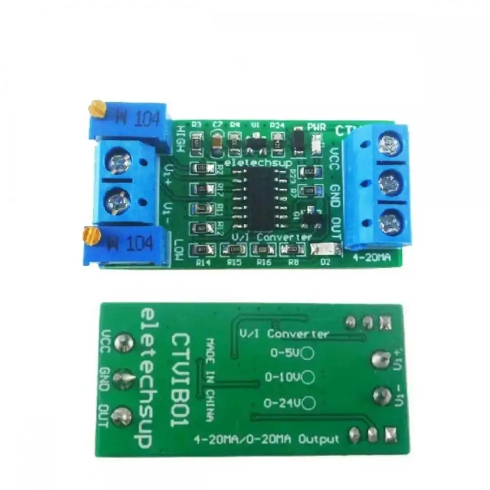 

CTVIB01 0-5V 10V 24V to 4-20mA Range Adjustable Voltage to Current Transmitter Linear V/I Converter Module