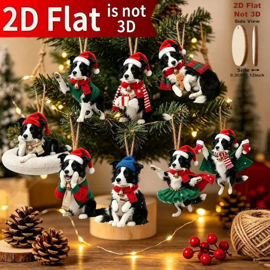 1/5/10/20/50/100pcs 2D Flat, Set of 10 Beautiful Christmas Decorations with Fringed Edges, for Hanging on the Wall, Christmas Tr