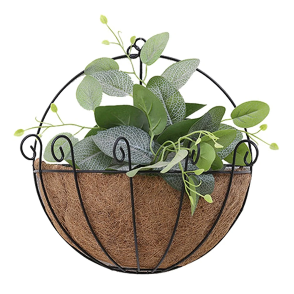 10/12/14 Inches Half Round Wire Plant Holder Metal Hanging Basket Coconut Liner Planter Flower Garden Pot for Home Balcony Decor