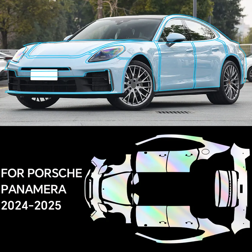 

Предварительно вырезанный на заказ для Porche Panamera 2024-UP, прозрачный бюстгальтер для полного автомобиля, предварительно вырезанная защитная пленка для краски PPF, прозрачная ТПУ, против царапин