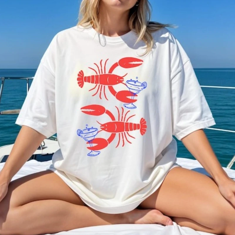 Lobster Loves Dirty Martini Shirt with Martini Shirt 90s Style Tee Y2k Top Aesthetic Shirts for Women Graphic Cotton T Shirt