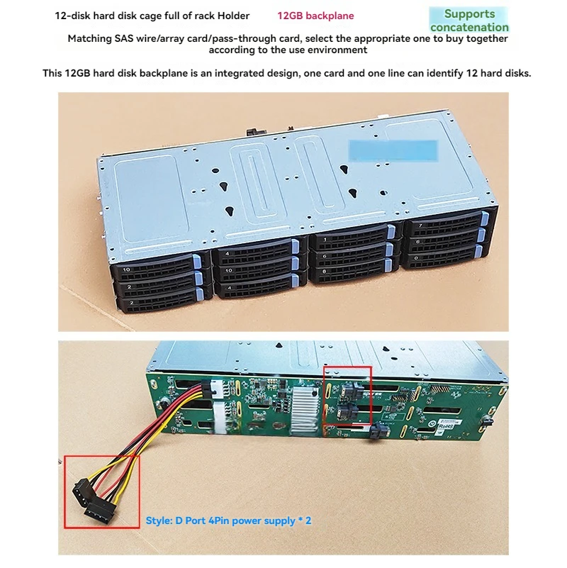 핫 스왑 가능 SAS 시리즈 섀시 하드 디스크 케이지, NAS 블랙 그룹 CDN, 12 디스크, 3.5 인치, 6GB 스토리지