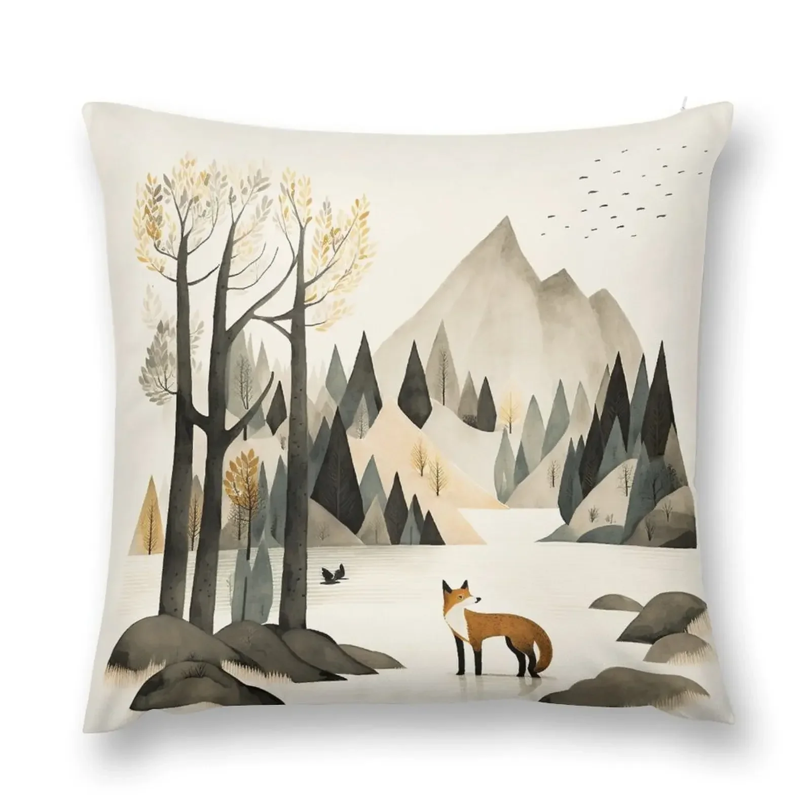 

Whimsical Fox in the Forest, Wall Print, T-Shirt, Simplistic Art, Woodland Animals, Nursery Wall Art Decor, Kids Ro Throw Pillow