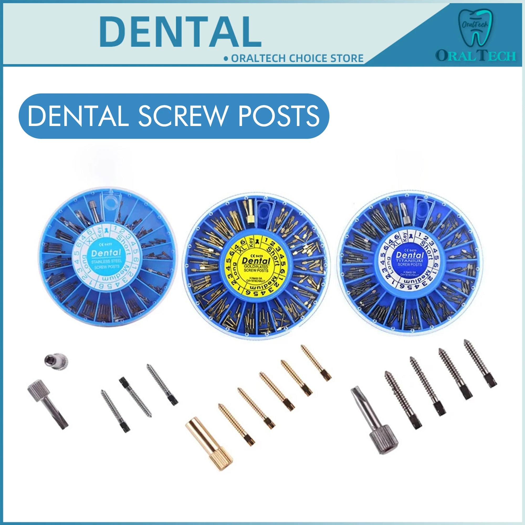 

120Pcs/Box Dental Endodontic Conical Screw Post Root Canal Pins Dental Root canal nails Core Stainless Steel Titanium