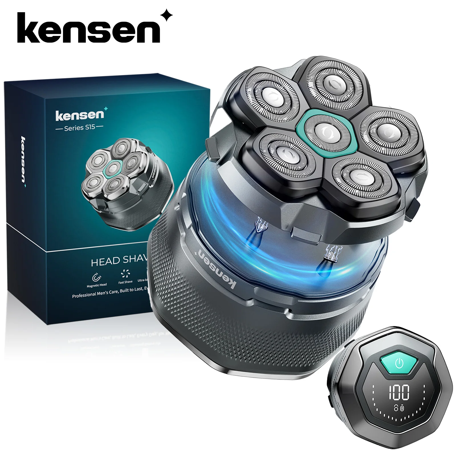 KENSEN 6D rasoir électrique flottant magnétique pour hommes tête humide/sèche rasoir tondeuse à cheveux USB Rechargeable LED affichage tondeuses à barbe
