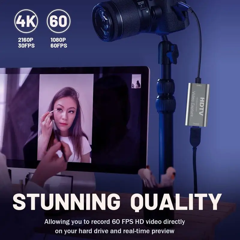 Video Capture Card Record Capture Device for Video Game Broadcasting USB C to High Definition Multimedia Interface USB 3.0 4K