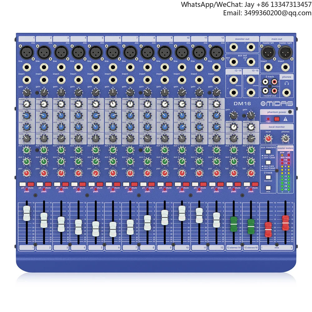 MIDAS DM16 Mixer Analógico Sistema de Som Pa de 16 Canais Equipamento Musical